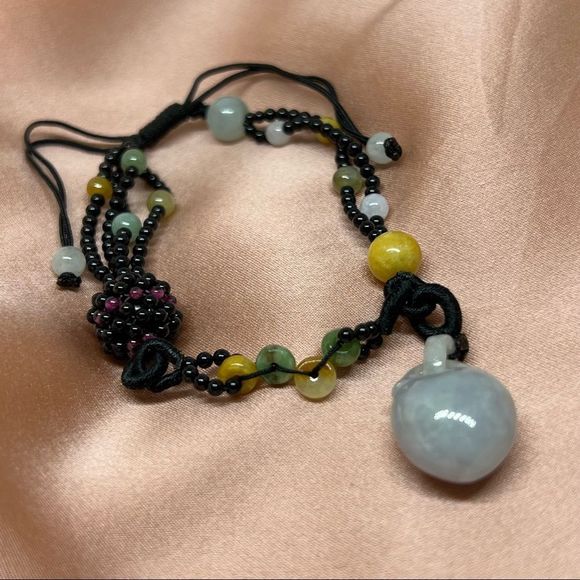 Natural Grade A Multi Gem Stone Brown Braided Bracelet - Picture 2 of 6